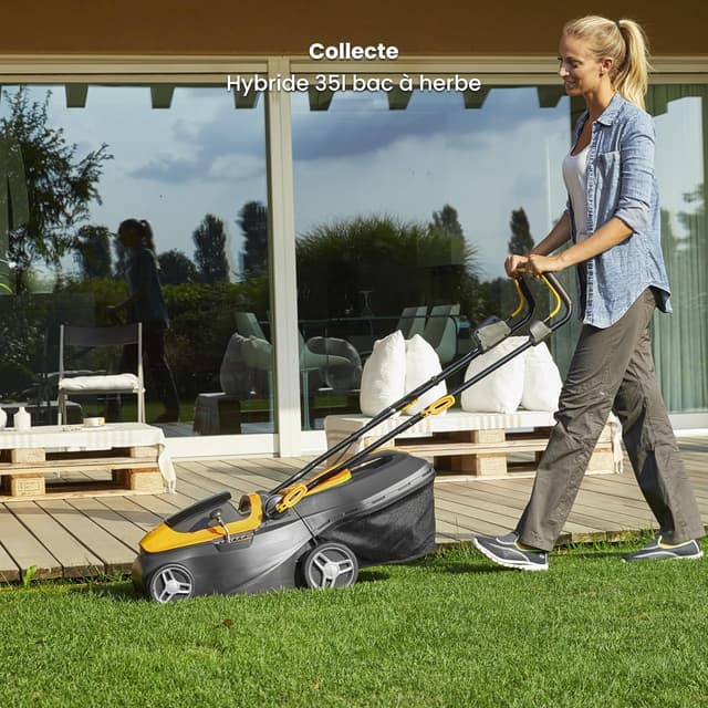 Detalle de STIGA Collector 136e Kit 20 V (2×2 Ah) – tondeuse à batterie 34 cm, bac hybride 35 L