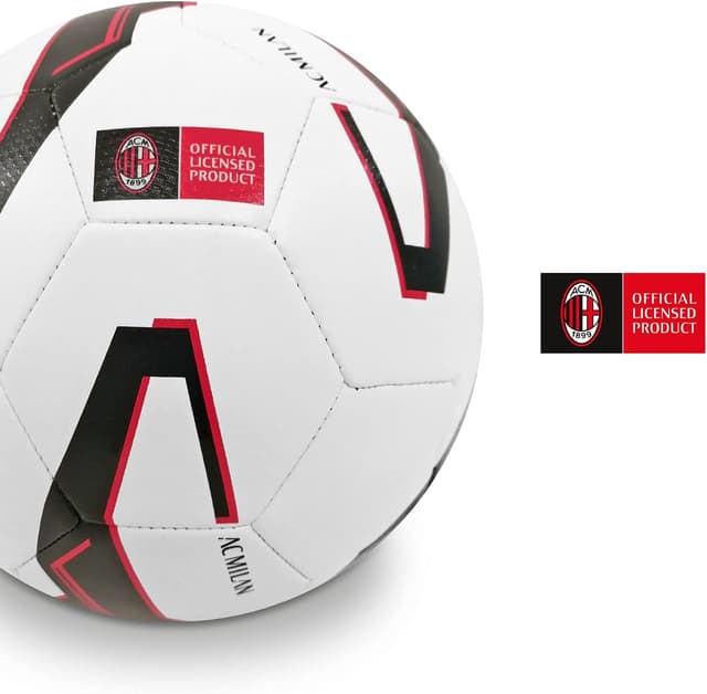 Detalle de Pallone da calcio cucito A.C. Milan Mondo Sport, misura 5 bianco-rosso-nero