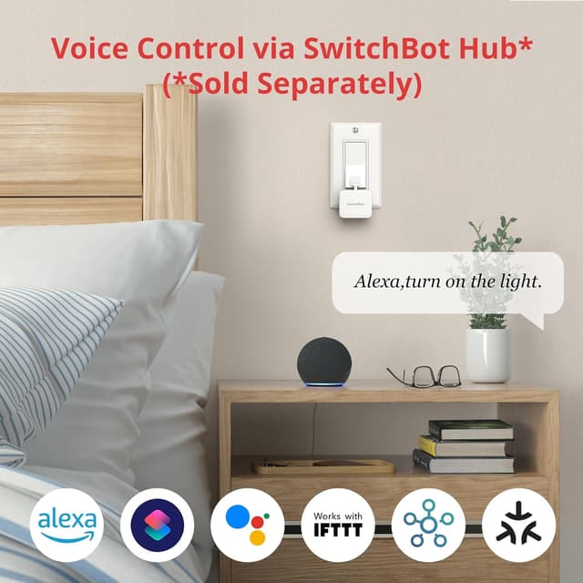 Detalle de SwitchBot interruttore robot intelligente: controllo via app Bluetooth o timer (richiede SwitchBot Hub per Alexa/Google Home), bianco