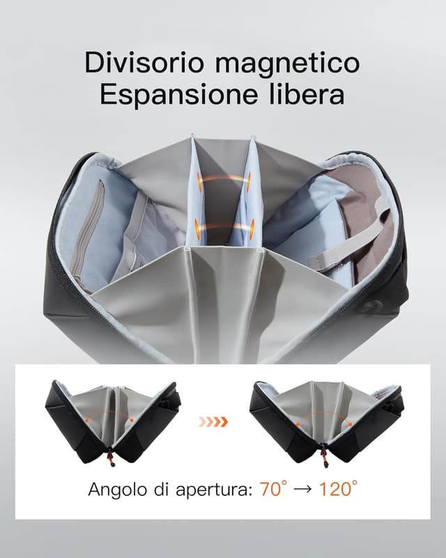 Detalle de Inateck Organizer pratico per accessori elettronici con 20 sezioni e divisori magnetici, nero