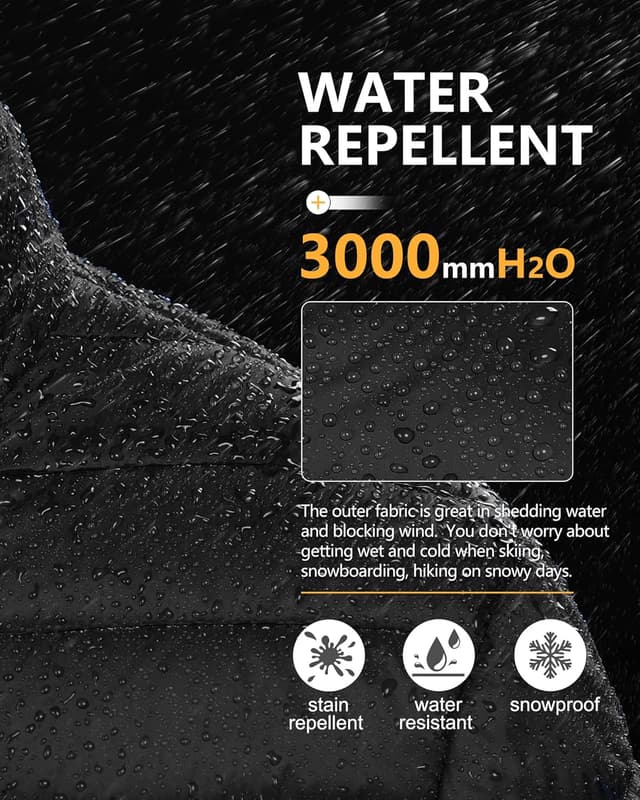 Detalle de Outdoor Ventures Herren Steppjacke packbar – leichte, warme Übergangsjacke wasserabweisend mit 3 Taschen