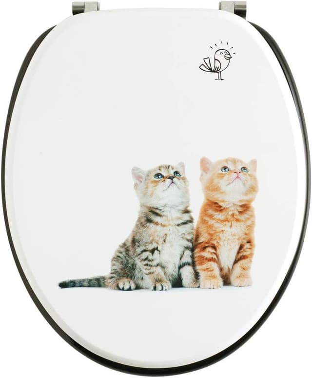 Detalle de Abattant WC Wirquin 20723912 Woody en MDF blanc et noir (FSC) forme U avec charnières inox