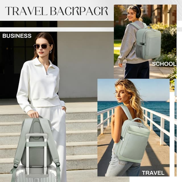 Thumbnail 6 de Xkdoai for Ryanair Cabin Bags 40x30x20, 24L Travel Backpack Underseat Hand Luggage Carry ons Airplanes Flight Bag Suitcases for Men Women, Mint Green