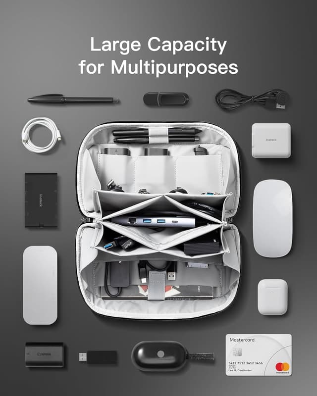 Detalle de Inateck Custodia per Cavi con manico: organizer elettronici con apertura a 180°