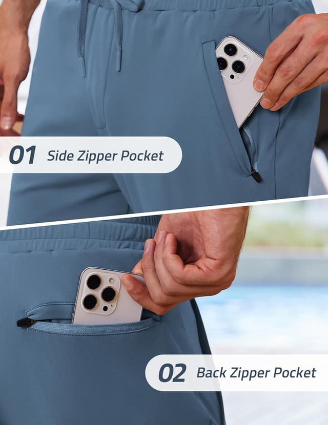 Detalle 2 de PINSPARK pantaloni da jogging da uomo traspiranti ad asciugatura rapida con tasche con cerniera