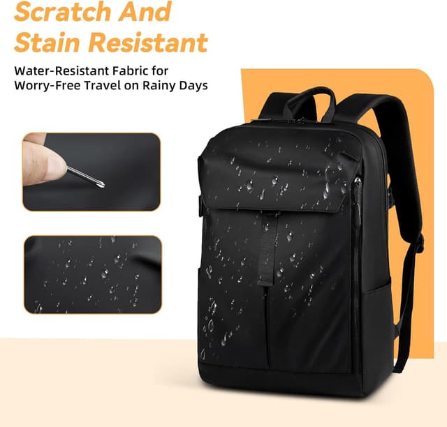 Detalle de HUIDA TECH Business-Laptop-Rucksack (Radfahren), wasserabweisend, Kabinentasche & unter-dem-Sitz-geeignet, schwarz