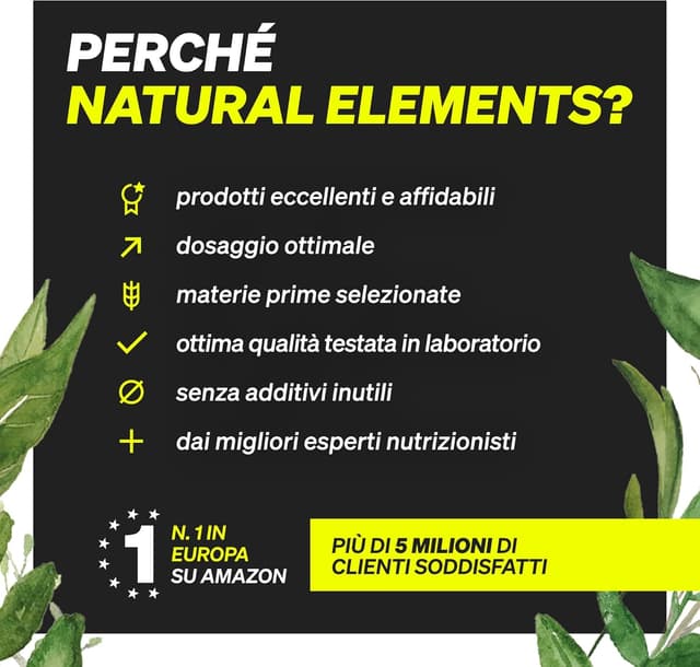 Detalle de Capsule EAA ad alto dosaggio Natural Elements – 300 capsule (vegane, senza additivi inutili)
