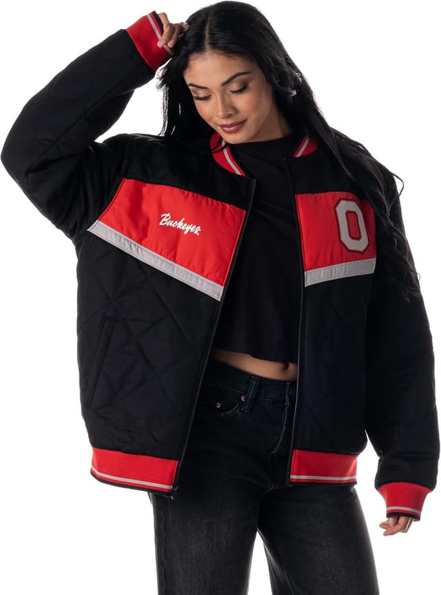 Detalle 2 de The Wild Collective Unisex Ohio State Nylon Quilted Bomber Jacket