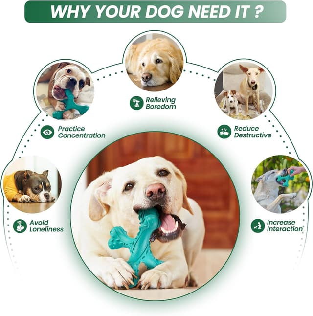 Detalle de CVALIN Kauspielzeug für aggressive Kauer: unzerstörbares Naturkautschuk-Knochenspielzeug