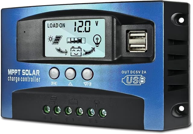 Detalle de Depvko 100A MPPT Solar Charge Controller (12V/24V) with LCD, Dual USB, and Timer