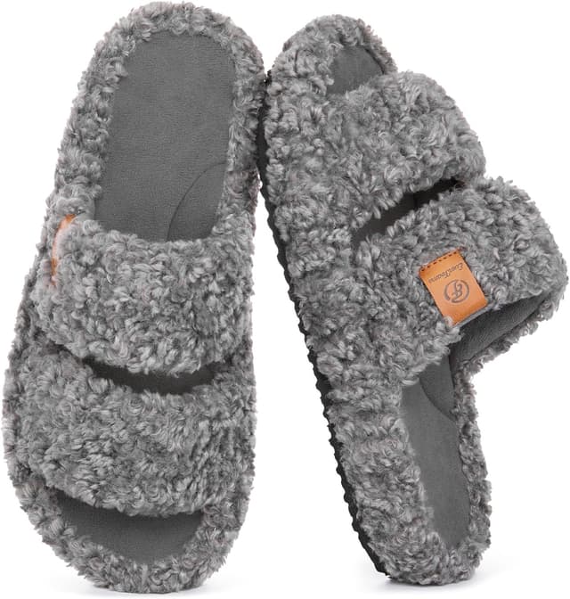 Detalle de EverFoams Womens Fuzzy Open-toe Slippers 5-12