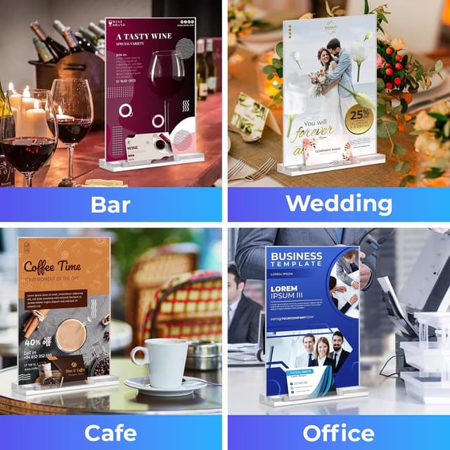 Detalle de Arrobust Tischaufsteller A4 mit Visitenkartenhalter (6er-Set) aus Acryl