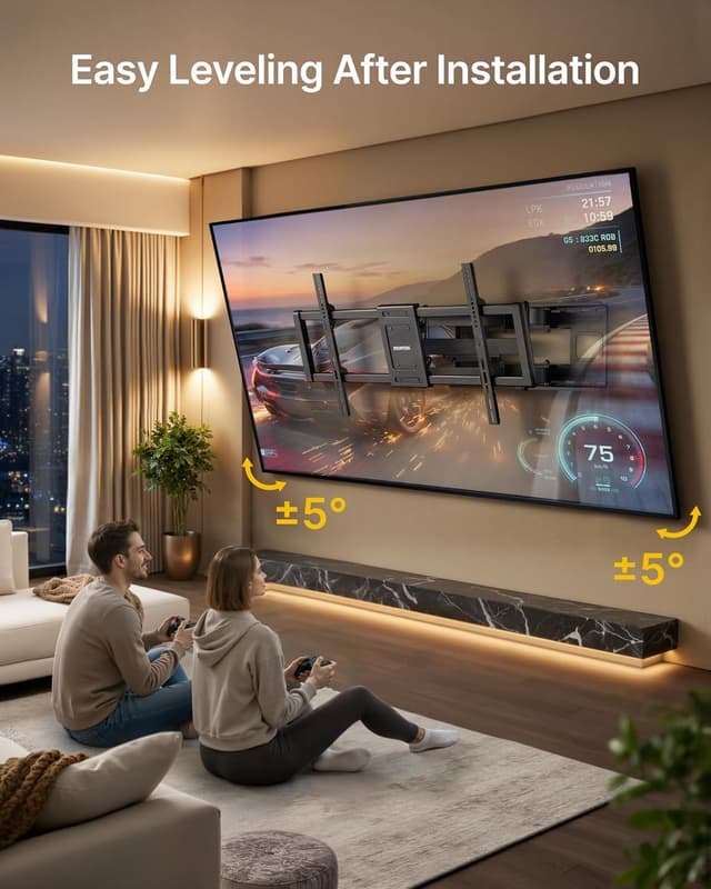 Thumbnail 4 de monTEK Heavy Duty Full Motion TV Wall Mount (43–98 Inch) — 265 lbs Capacity, 27.7" Extension, Max VESA 800x400mm