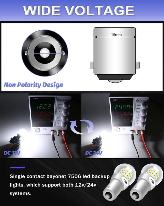 Detalle de Alopee 1156 P21W LED Bulb (382 BA15S) 10-30V LED bulbs for reverse, tail, turn & RV/boat lights