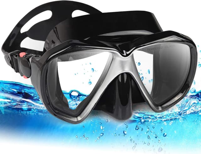 Detalle de Snorkel Diving Mask Panoramic HD Swim Mask (Tempered Glass, Anti-Fog, 180° Wide-Angle) with Nose Cover