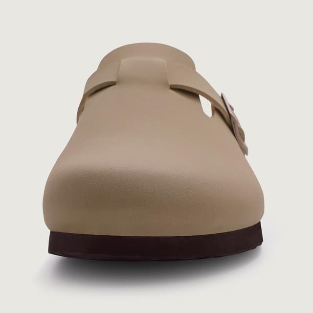 Detalle de KIDMI Unisex Vegan Suede Clogs with Cork Footbed and Arch Support (Leather Mules)