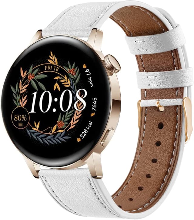 Detalle de Bracelet cuir 20 mm NEMUALL compatible Huawei Watch GT 3/GT 2 42 mm et Galaxy Watch 7/6/5/4 (avec fermoir acier)