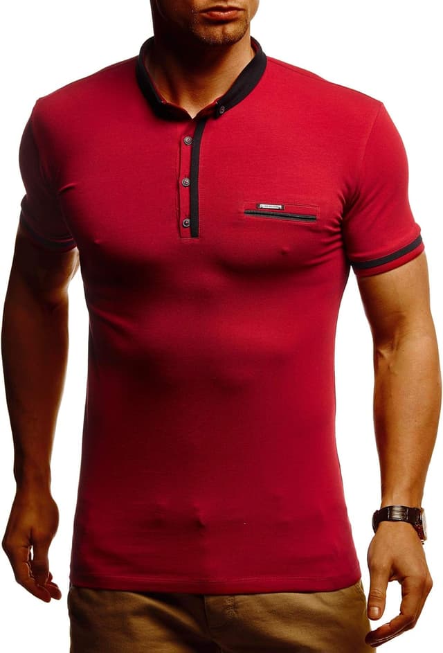 Detalle de Leif Nelson polo da uomo a maniche corte: t-shirt polo casual moderna