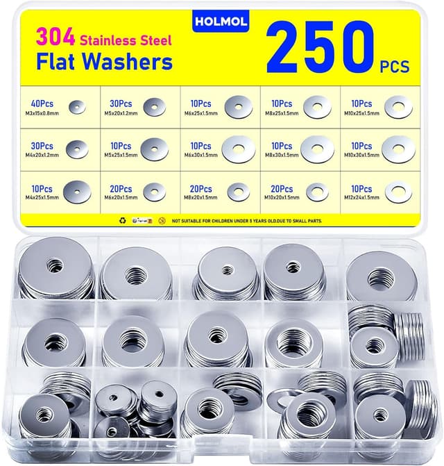 Imagen de HOLMOL Flat Penny Washers 250 pcs — Stainless Steel en OfertitasTOP