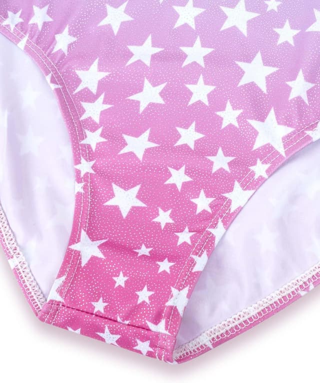 Detalle de Gogokids girls’ three-piece gymnastics set (sleeveless leotard, shorts and hairband) for ages 3–12