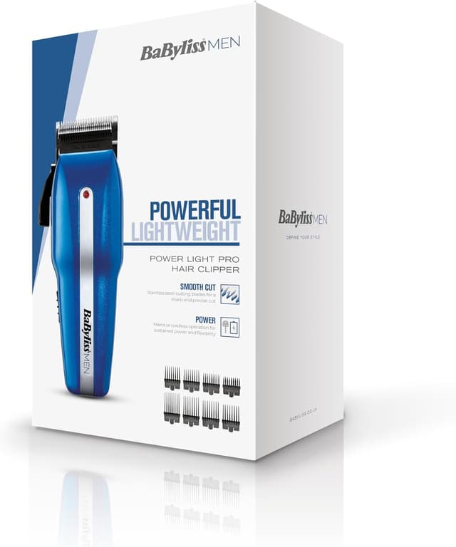 Detalle 2 de BaByliss PowerLight Pro Clipper 7498CU – Cordless or corded men’s hair clipper with 8 guides