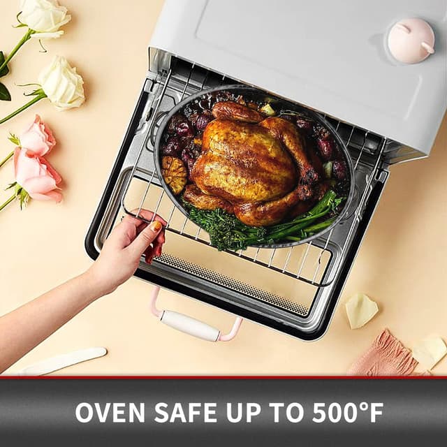 Thumbnail 6 de JY COOKMENT Granite Roaster Pan (Small, 13") with Domed Lid – Enamel Enameled Oval Roasting Pot for Small Turkey/Chicken