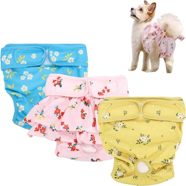 Detalle de Culotte lavable Nobleza pour chienne en chaleur, incontinence – Lot de 3 couches réutilisables (taille L, 50–60 cm)