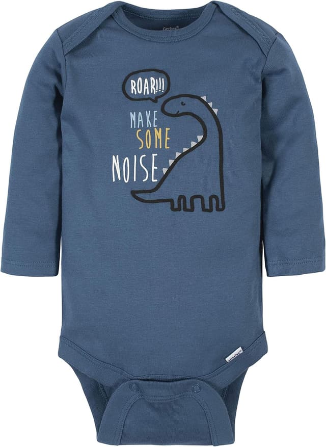 Detalle 2 de Gerber Neonati – Confezione da 6 tutine a maniche lunghe, blu dinosauro (neonato)