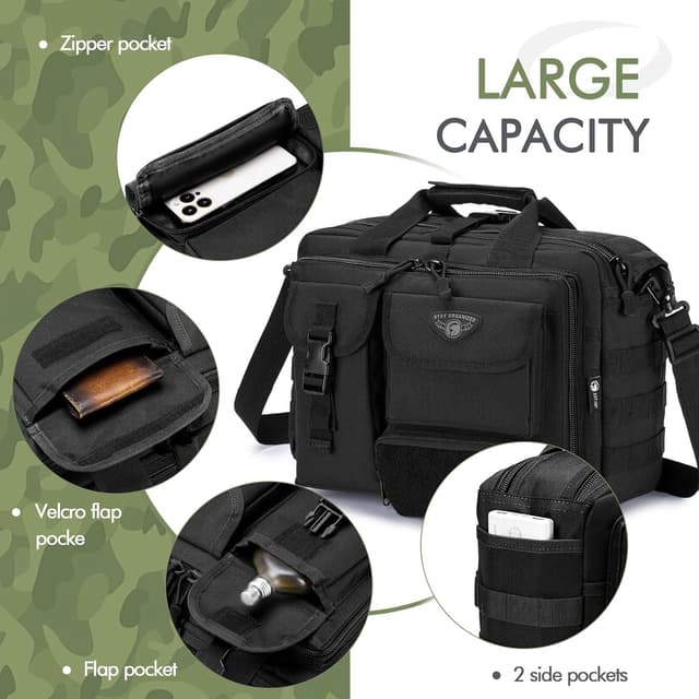 Detalle 2 de BAGZY Sac bandoulière tactique et militaire 600D Oxford pour ordinateur 14 pouces (molle, survie & randonnée)