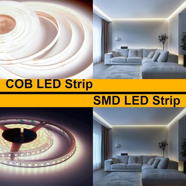 Detalle de ACELUMO COB LED Streifen 3 m mit Dimmer, 4000K Naturweiß (CRI 92+, 8 mm breit)