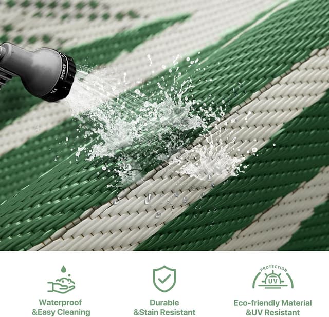 Thumbnail 6 de GENIMO Outdoor Rug 150x240cm – Waterproof Reversible Garden Carpet (Dark Green)