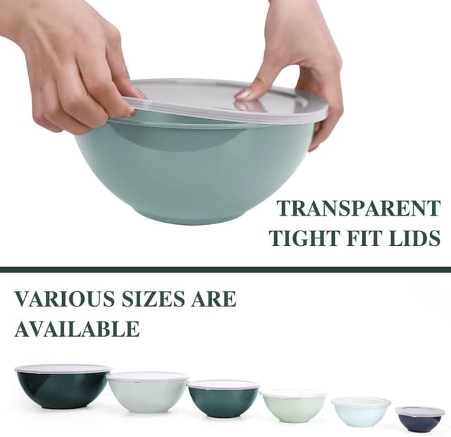Detalle 2 de BoxedHome 12-teiliger Salatschüssel-Set mit Deckeln (BPA-frei), stapelbar – für Küche, Camping & mehr