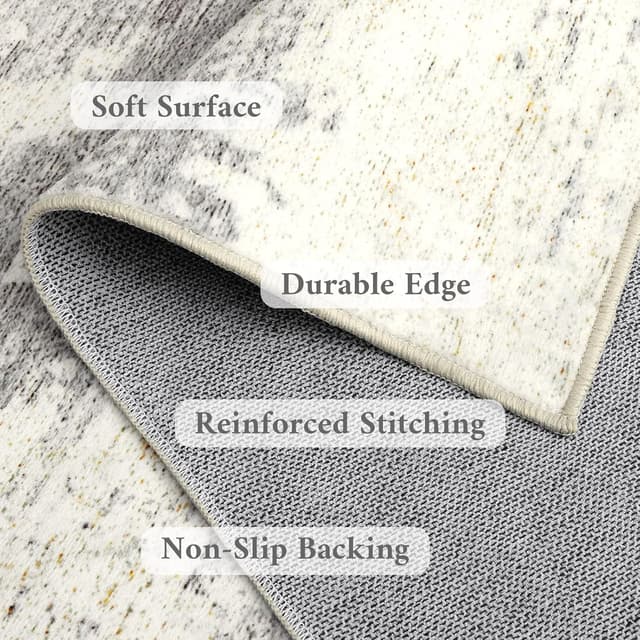 Detalle de smiry Moderner abstrakter Teppich für Wohnzimmer, 160x220 cm, waschbar & rutschhemmend (Beige)