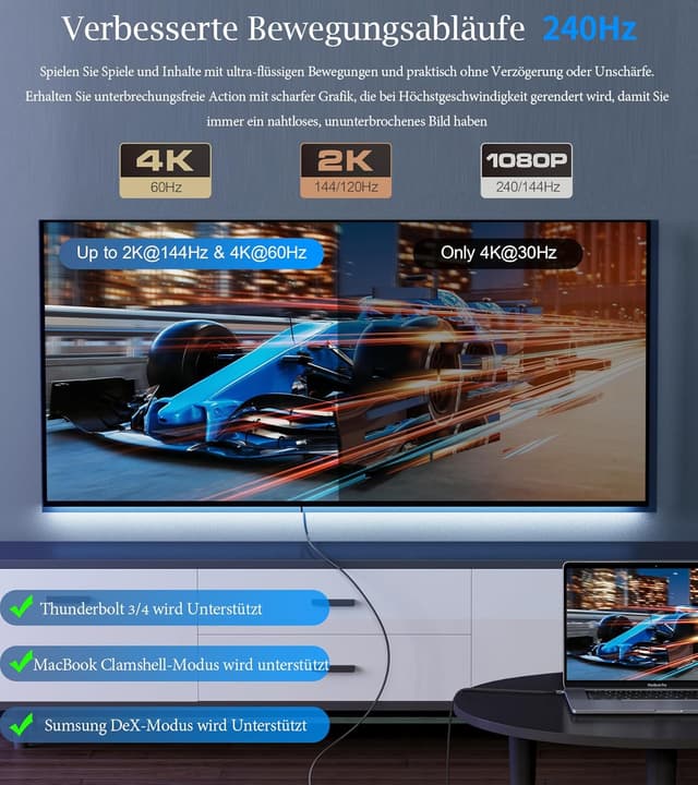 Detalle de sweguard USB-C auf HDMI Kabel (1 m) mit 4K@60 Hz – für Thunderbolt-/USB‑C‑Geräte