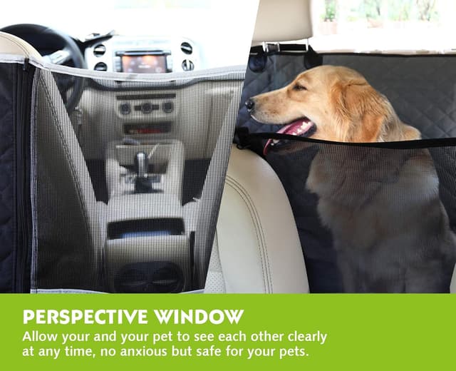 Detalle 2 de pecute Autoschondecke für den Rücksitz mit Sichtfenster, Seitenschutz & Sichtöffnung (146 x 136 cm) – grau