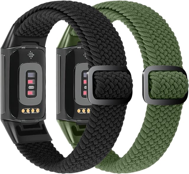 Detalle 2 de SHIJZWD Elastic Braided Straps for Fitbit Charge 5/6 – Breathable Adjustable Nylon Loop Replacement Bands