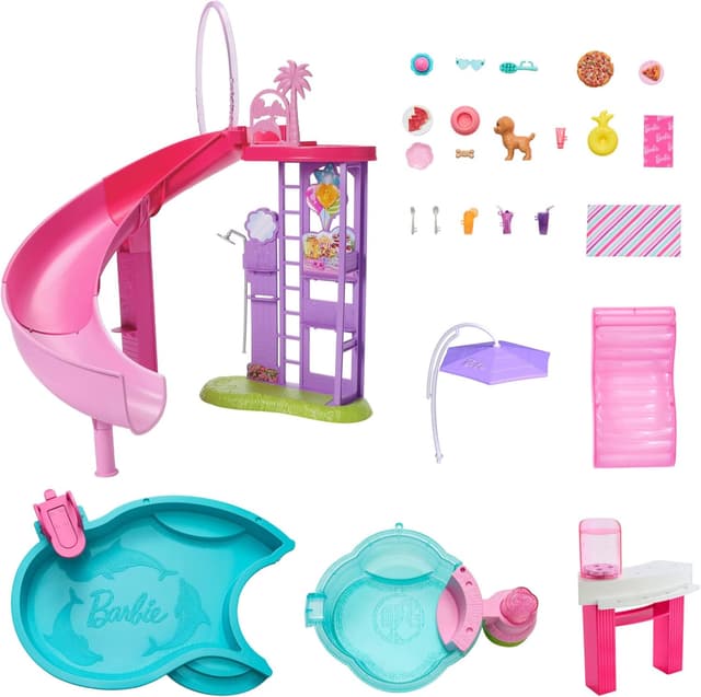 Detalle 2 de Barbie Dream Pool playset JKG83 with 6 areas