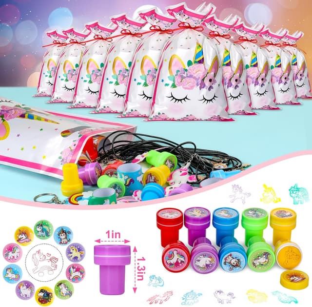 Detalle 2 de Kareeran Einhorn Party Mitgebsel-Set für Kindergeburtstag (für 3–12 Jahre) – Einhorn-Geschenke zum Befüllen