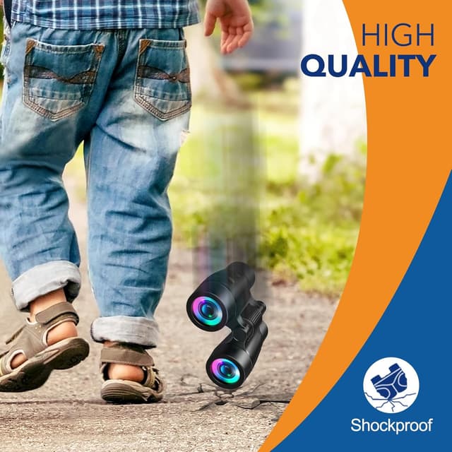 Detalle 2 de HappyKidsClub Binoculars for Kids (Age 3–9) – 4x Outdoor Travel Play Binoculars with Neck Strap