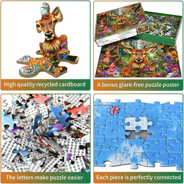 Detalle de 1000-Piece Fairytale Forest jigsaw puzzle for adults (charming deer) — adult-friendly 27.56 x 19.69 in
