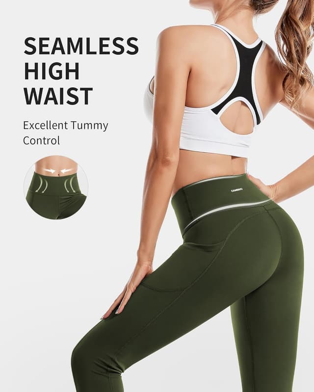 Detalle de CAMBIVO Sport-Leggings Damen lang mit High Waist und Handytasche