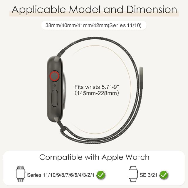 Thumbnail 1 de Original Milanese Loop Magnetic Metal Strap Compatible with Apple Watch 38–49mm (Women & Men)