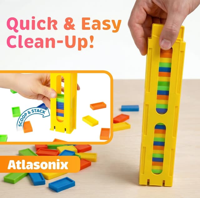 Detalle de Atlasonix Domino Train for Kids — Automatic Domino Laying Toy Set (Montessori STEM)