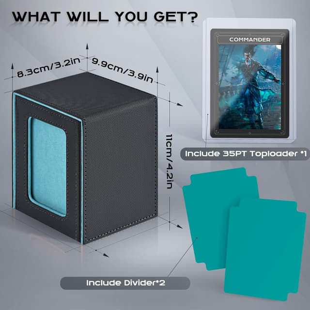Detalle 2 de ZLCA MTG Deck Box with Commander Window Display (Grey & Blue) for 100 Double-Sleeved Cards