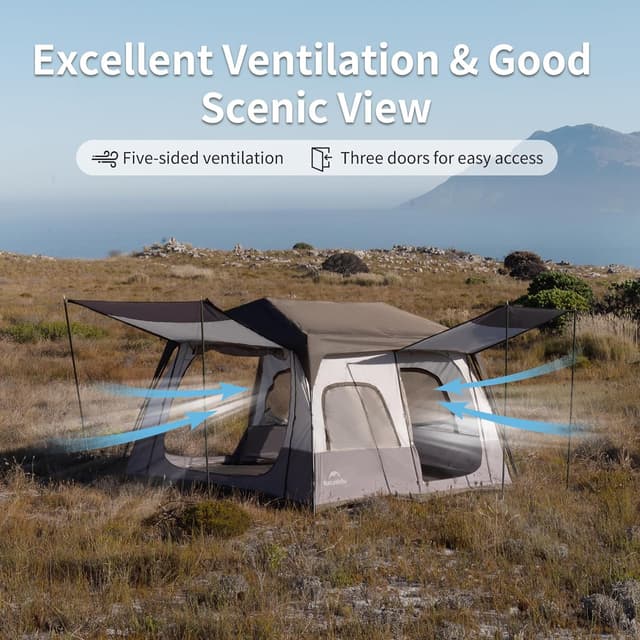 Detalle de Naturehike Cape 4/6/8 Person Camping Tent – waterproof, windproof and quick-open automatic tent