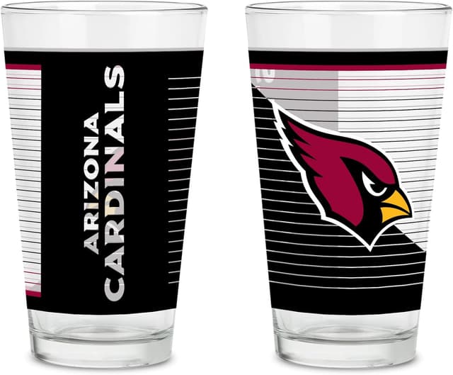 Detalle de Rico Industries NFL Football Main 16 oz Pint Glasses (Set of 2) with Digitally Printed Logo