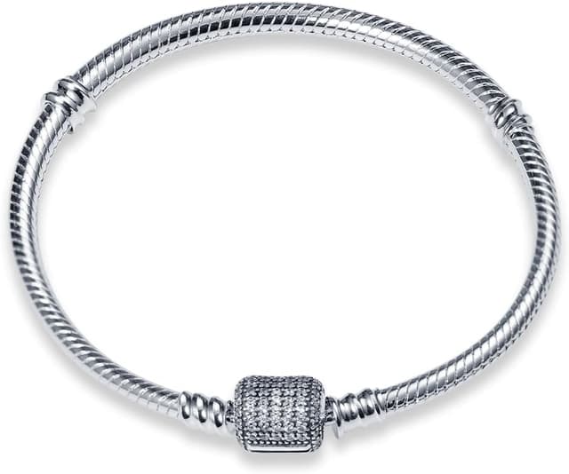 Detalle 2 de KUNSIR Moments bracciale da donna in argento sterling 925, compatibile con ciondoli style snake e adatto per charm