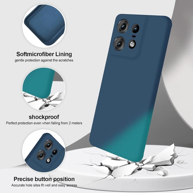 Detalle 2 de GiiYoon Liquid-Silicone Hülle für Motorola Edge 50 Pro – kratzfest, rundum geschützt (Blau)