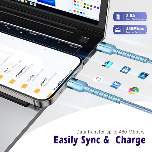 Detalle de Ucyable USB-C to Lightning Cable 0.9m (3-pack) – MFi-certified nylon braided fast charging for iPhone