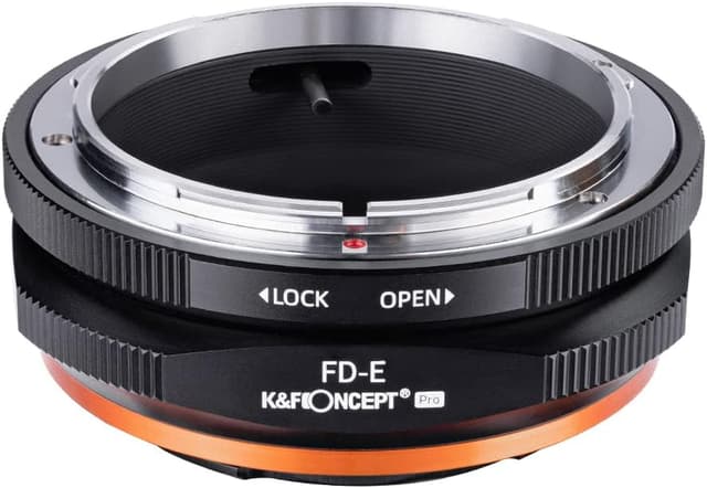 Detalle de K&F CONCEPT FD-E adaptador montura E para Canon FD
